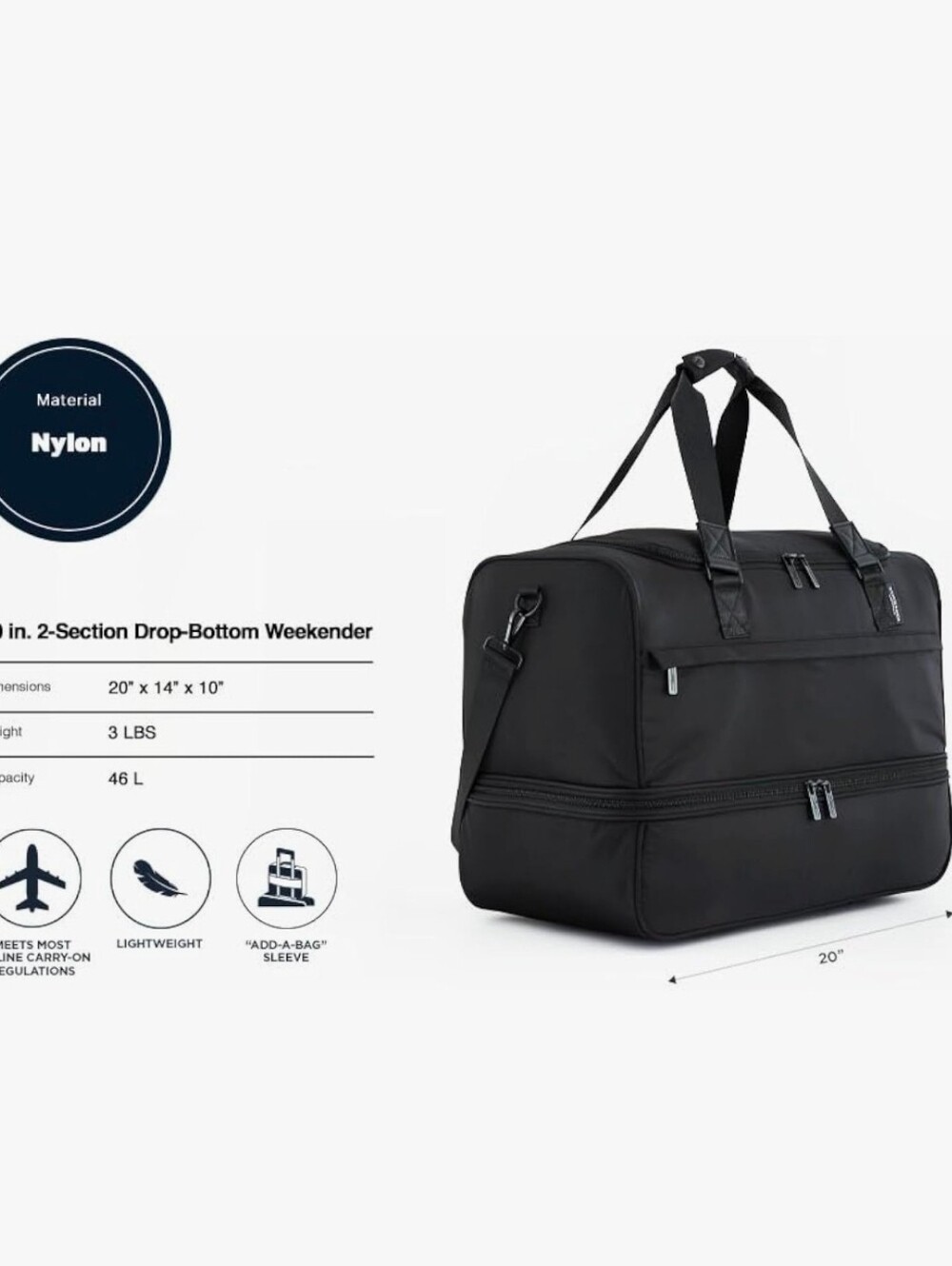 Scotch & Soda Amsterdam Travel Duffel Bag, Black, 20-Inch